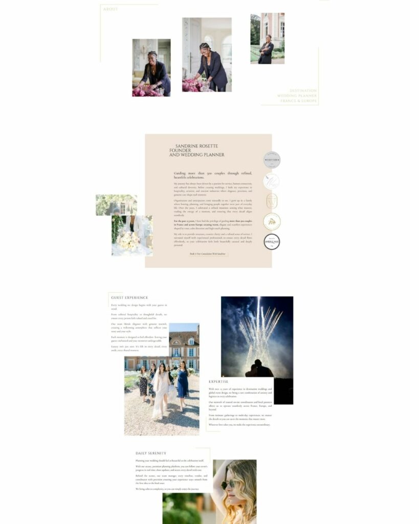 site internet pour wedding planner page a propos