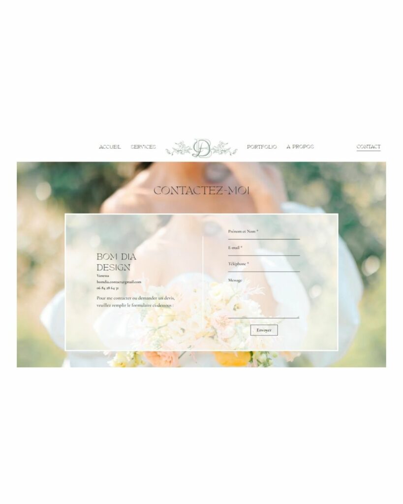 site internet pour fleuriste page contact
