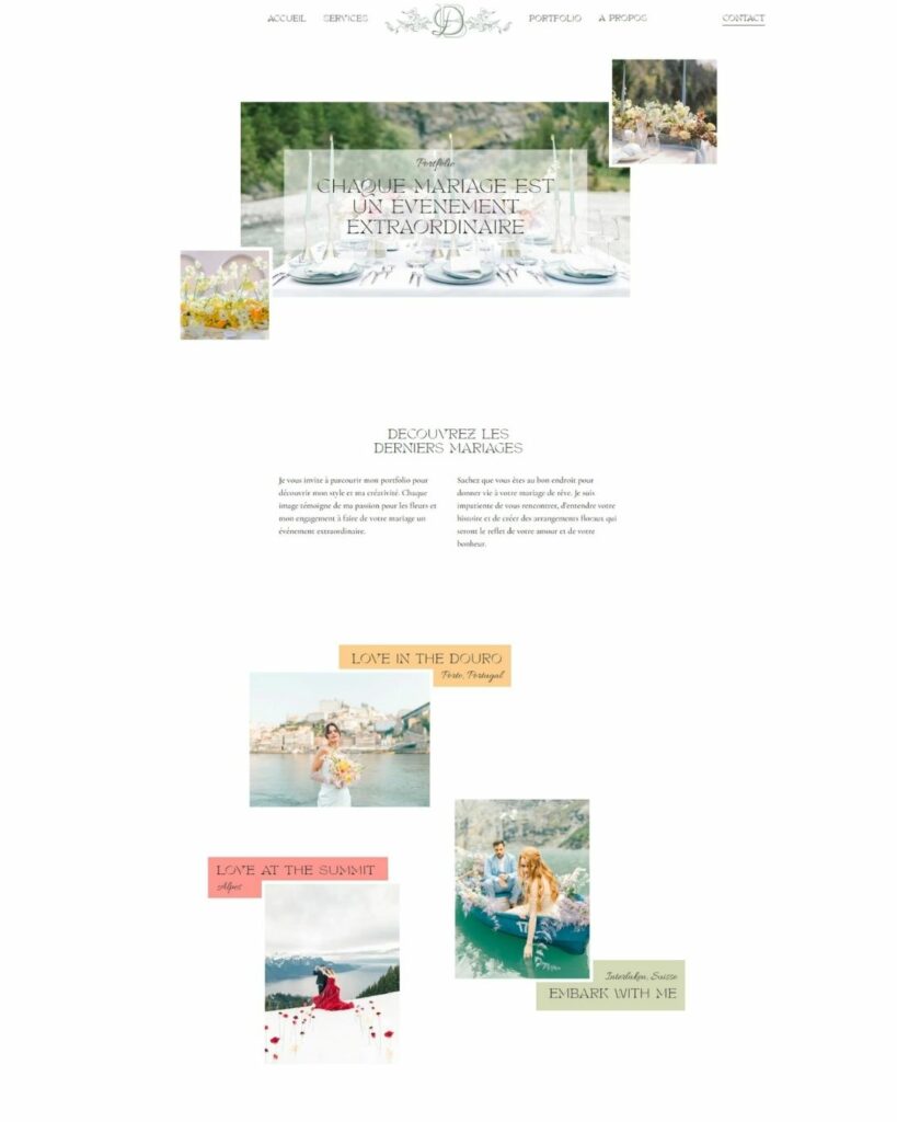site internet pour fleuriste page portfolio