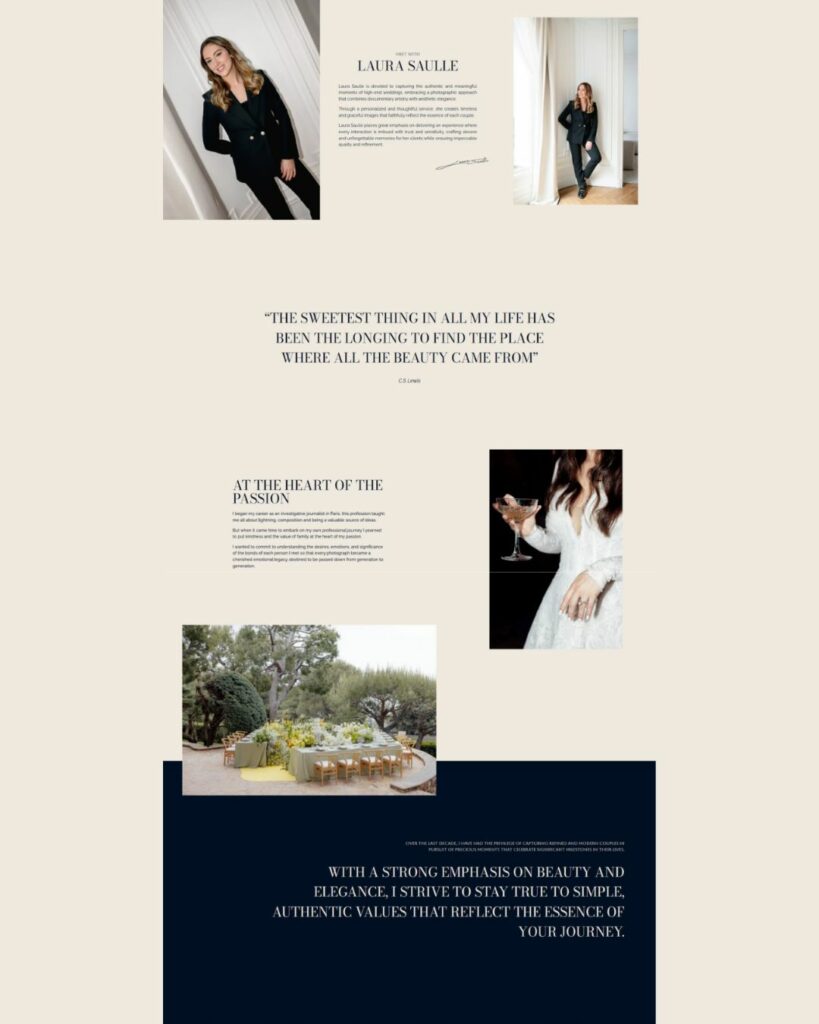 site internet pour photographe page a propos