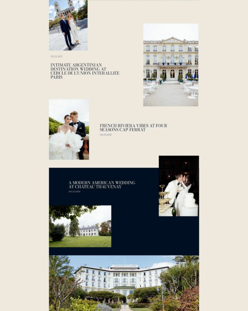 site pour photographe page portfolio